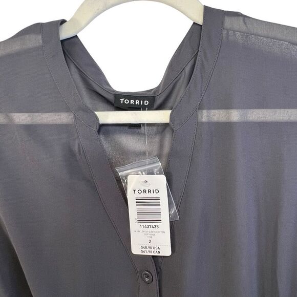 Nwt 2/2x Torrid Lexie Gray Hi-Lo Chiffon Tunic Size #11437435 - Picture 6 of 14